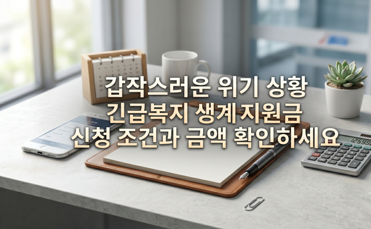  갑작스러운 위기 상황 긴급복지 생계지원금 신청 조건과 금액 확인하세요
