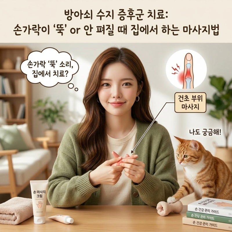 방아쇠수지증후군 치료, 손가락을 구부릴 때 탁 소리가 나고 잘 안 펴질 때 집에서 하는 마사....