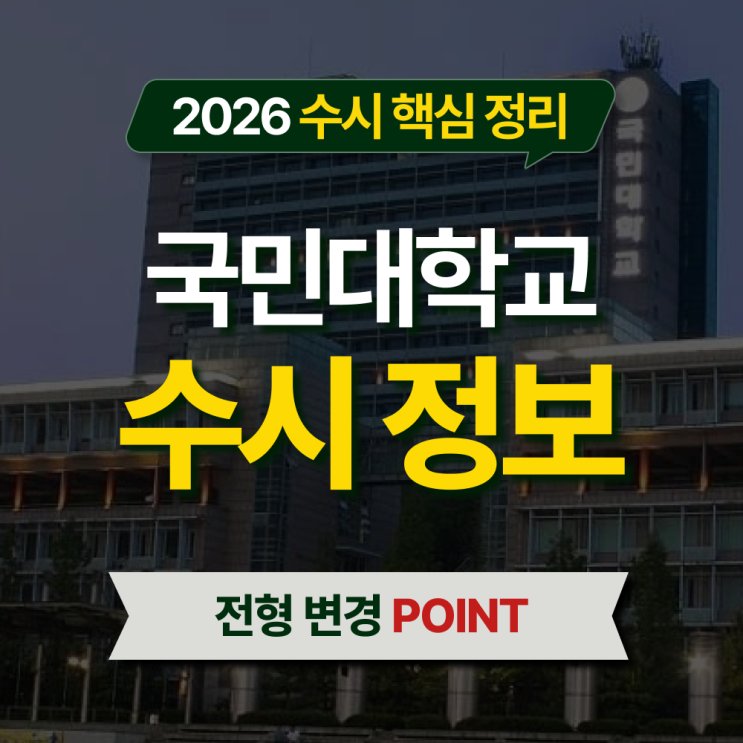  2026 국민대 수시등급 전형별 핵심 정리