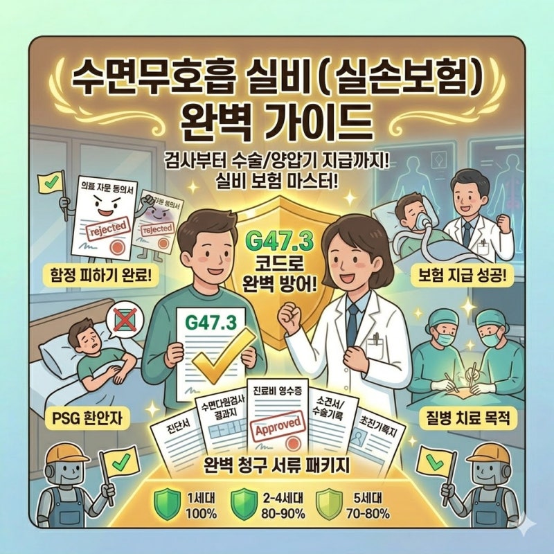 2026년 수면무호흡증 실비 청구 완벽 가이드: 수면다원검사부터 양압기, 코골이 수술까지