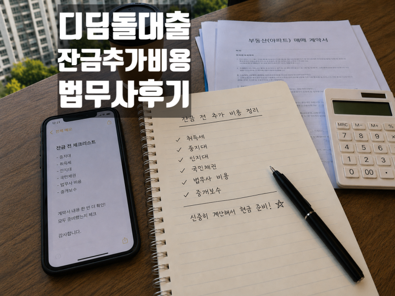 디딤돌대출 잔금 전 실제 필요비용 정리(+법무사 비용·국민채권·취득세 후기)