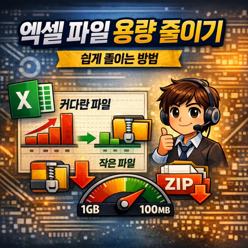 엑셀 파일 용량 줄이는 방법 (용량 90% 줄이는 실전 방법)