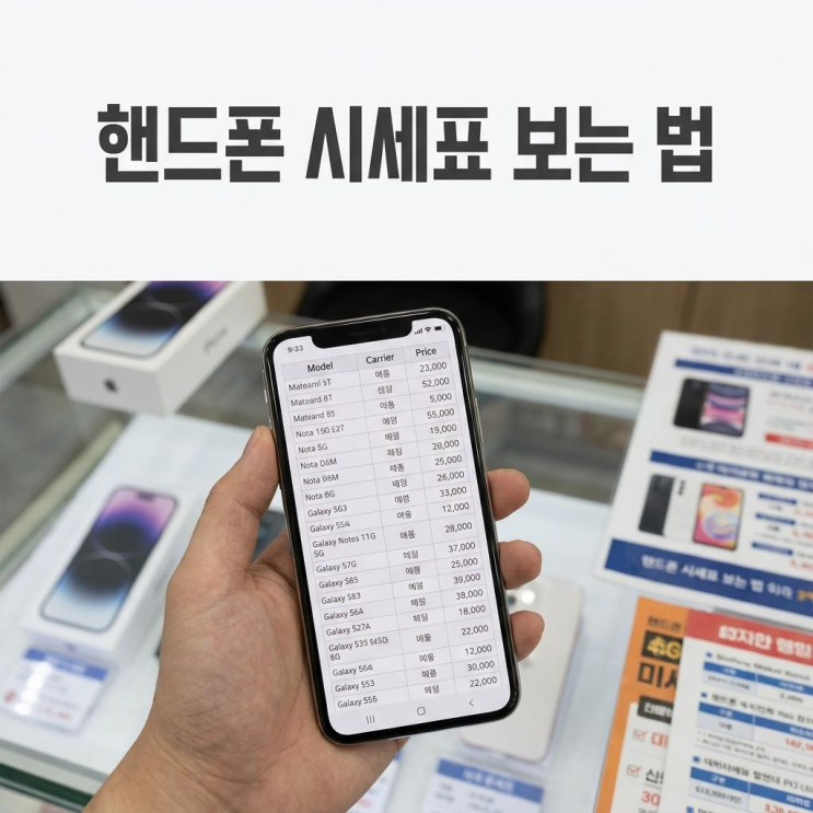  서산 휴대폰 성지 핸드폰 시세표 보는 방법 정리