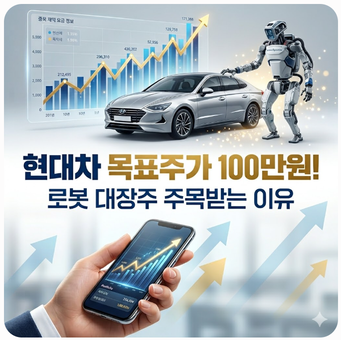  현대차 목표주가 100만원! 삼성전자 대신 로봇 대장주 주목받는 이유