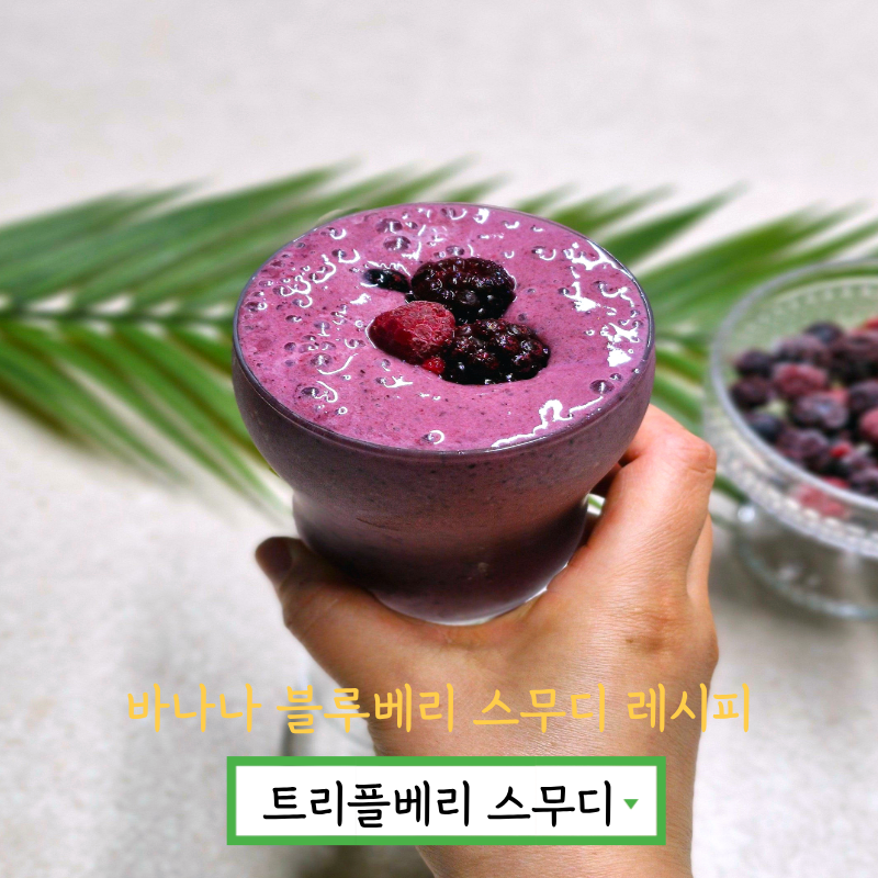 트리플베리 스무디 만들기 바나나 블루베리 스무디 만드는법 블루베리 우유 레시피