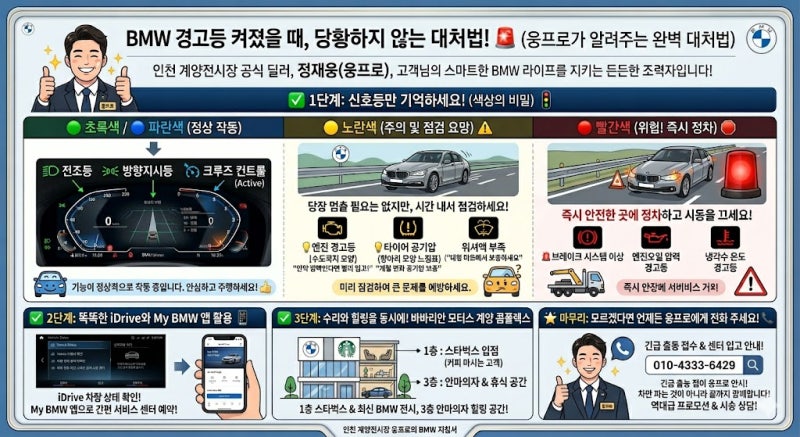 BMW 경고등 켜졌을 때, 이것만 알면 당황하지 않아요! (웅프로가 알려주는 빨간색 vs 노란색 ....