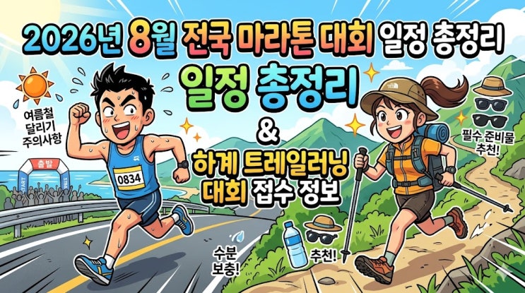 2026년 8월 전국 <b>마라톤</b> 대회 일정 총정리 및 하계 트레일러닝 대회 ....