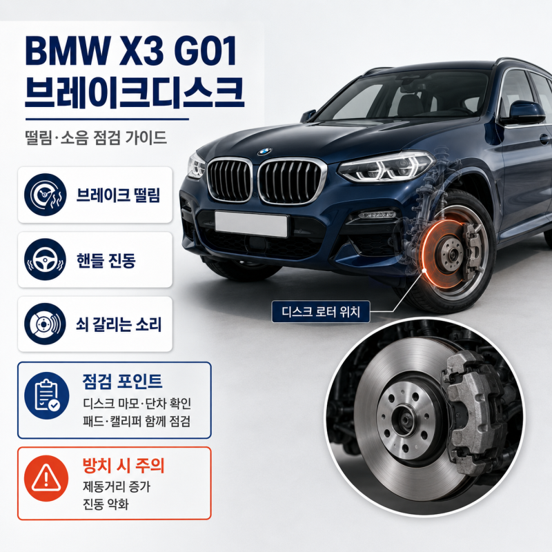 BMW X3 G01 xDrive20d 브레이크디스크 교체시기와 떨림 증상, 비용 차이까지 정리