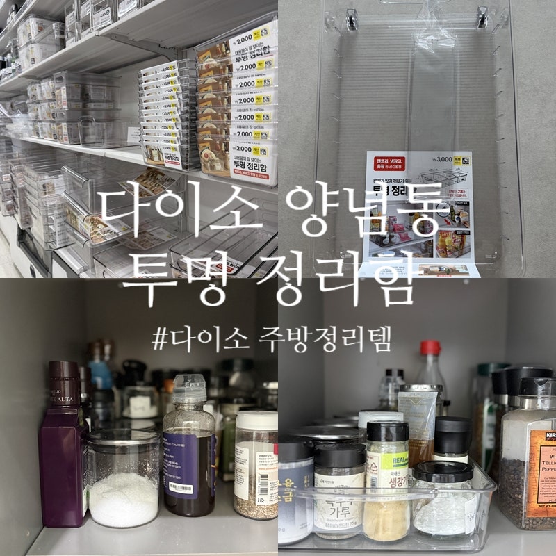 다이소 양념통 수납장 추천 바퀴달린 투명 정리함 후기
