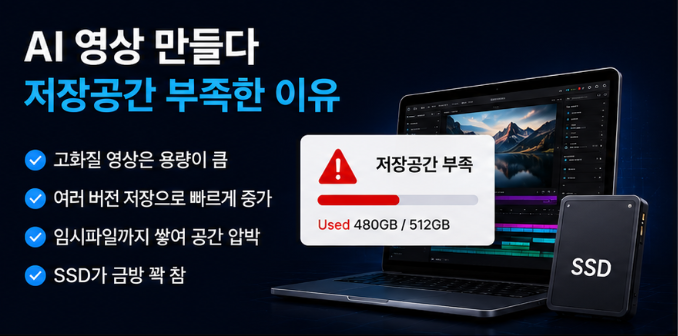  AI 영상 만들다 저장공간 부족해진 이유｜요즘 대용량 파일 관리 방식 변화 정리
