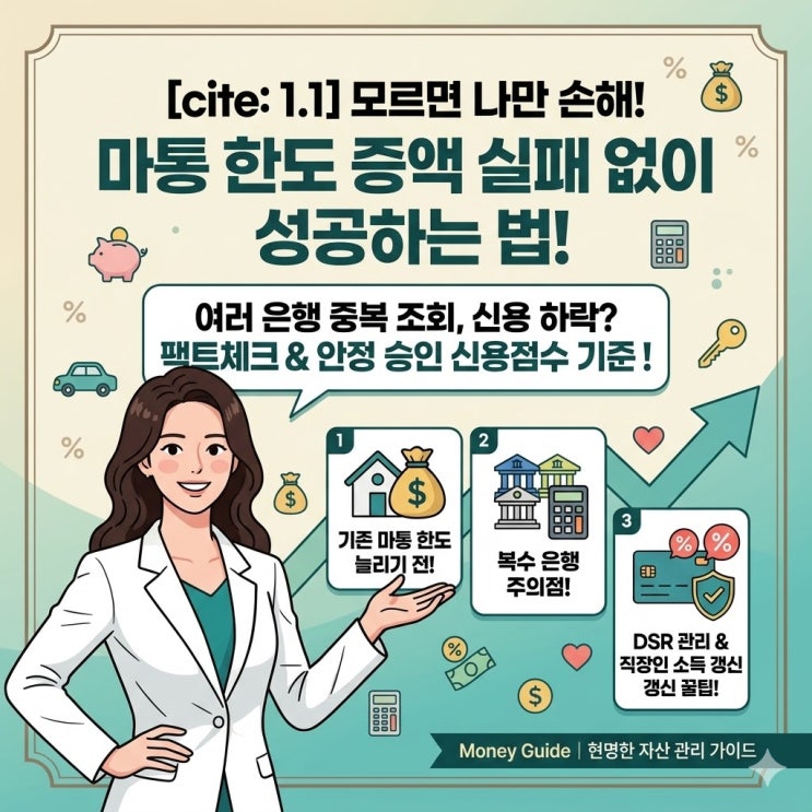 마이너스 통장 한도 증액 신청 시 복수 은행 중복 조회 불이익과 적정 신용점수 기준