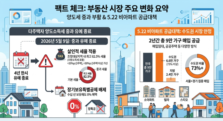  82.5% 양도세 폭탄과 5.22 비아파트 대책의 충돌, 다주택자 각자도생 생존 시나리오