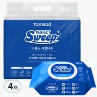  탐사 베이킹소다 다용도 세정티슈 80매 4개 - 한 번에 깔끔한 엠보싱
