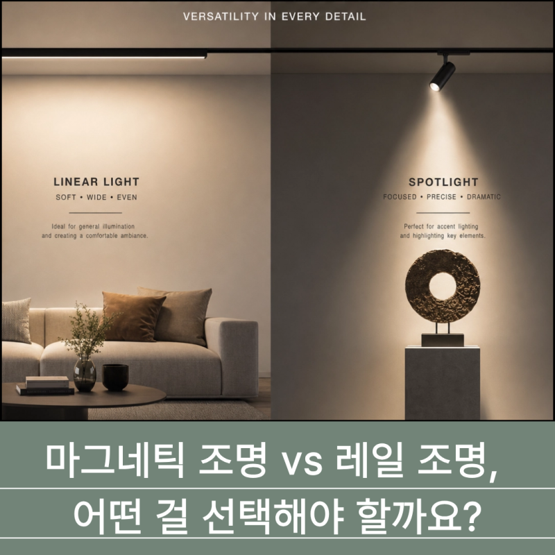 조명으로 완성하는 인테리어: 마그네틱 조명 vs 레일 조명, 어떤 걸 선택해야 할까요?