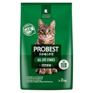  프로베스트 고양이 그린 전연령 사료 헤어볼+장건강 - 2kg 탄탄한 배와 헤어볼 케어