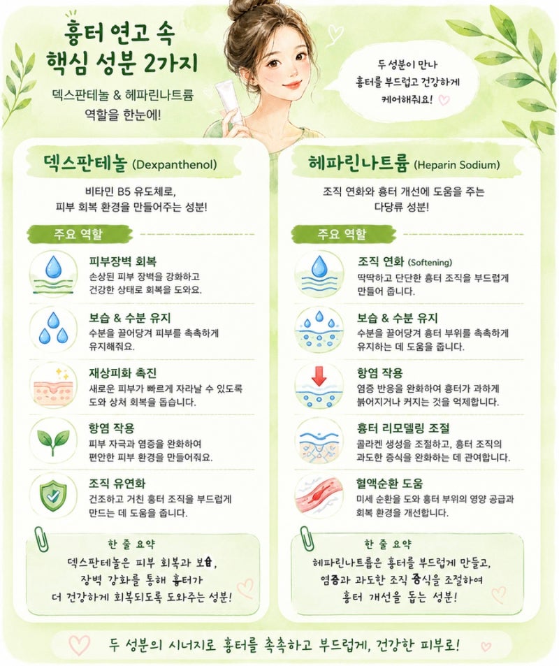 흉터 회복 환경을 만드는 성분들ㅣ흉터를 부드럽게 덱스판테놀 & 헤파린나트륨 ⑩