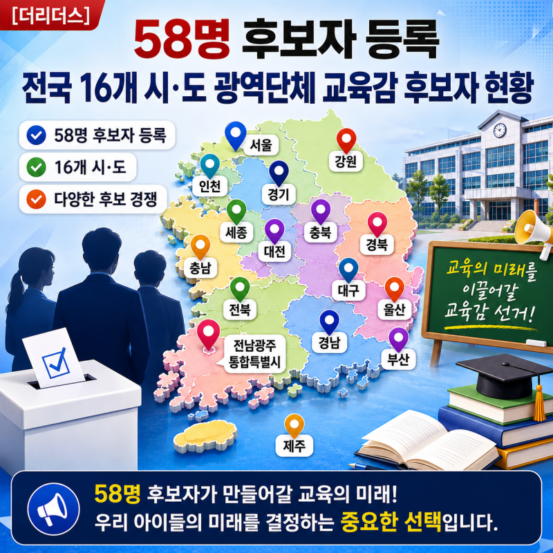 [더리더스] 16개 시도교육감 선거에 58명 출마