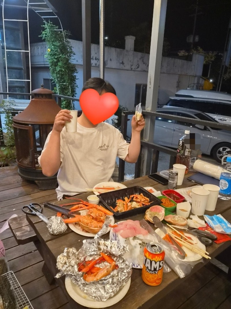 연휴에 다녀온 강릉 주문진 바다모텔 내돈내산 사장님이 주신 자연산해산물 바베큐파티 한 ....
