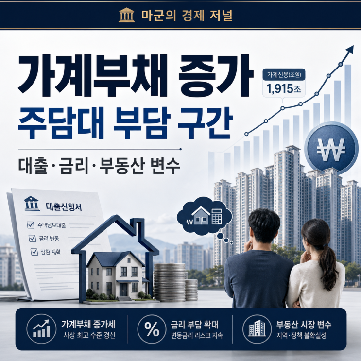  가계부채 증가, 주담대 부담이 커지는 구간