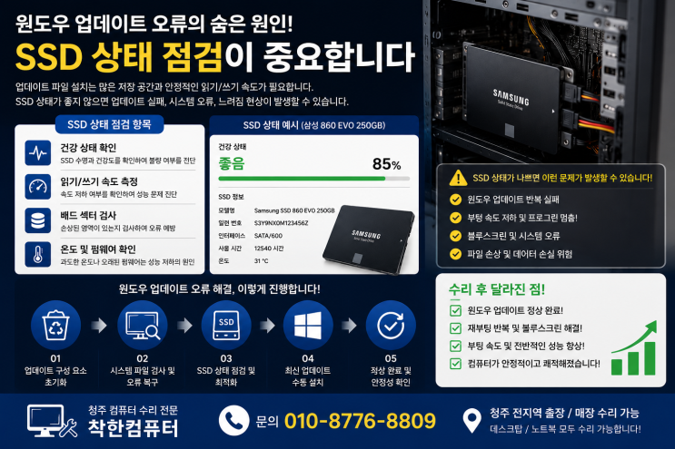  용암동 윈도우 업데이트 오류 반복될 때 해결했던 컴퓨터 수리방법 정리