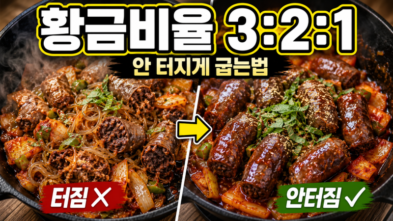 백종원 순대볶음 레시피 양념장 황금비율 3:2:1 안 터지게 만드는법