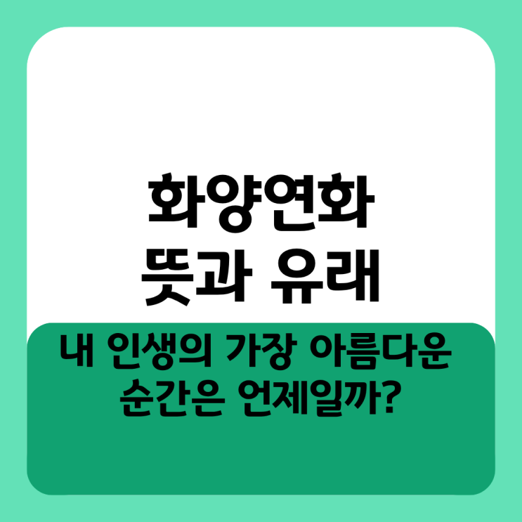  화양연화 뜻과 유래 내 인생의 가장 아름다운 순간은 언제일까?