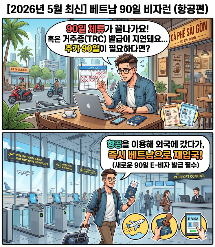  베트남 체류 중 90일 비자런: 항공 이용 관광 겸 다녀오는 인접 국가 프로세스