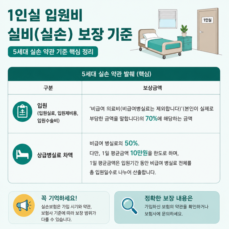 1인실 입원비 실비, 5세대 실손 기준으로 어디까지 보장될까
