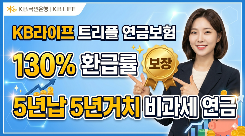 KB라이프 트리플 연금보험 130% 환급률 5년납 5년거치 비과세 연금.IM라이프 판매종료