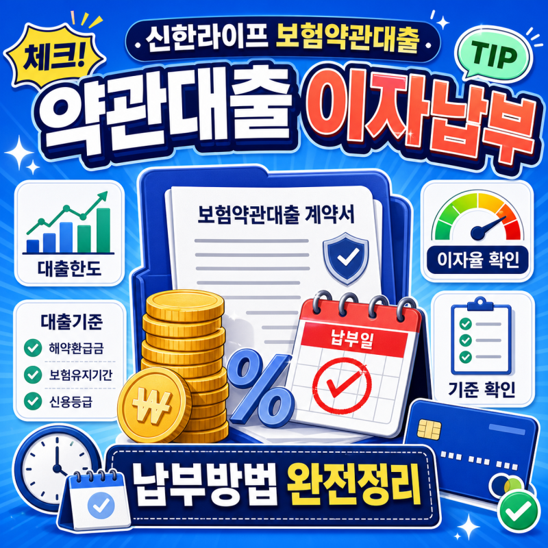신한라이프 보험약관대출 이자 납부 방법과 기준 확인 방법