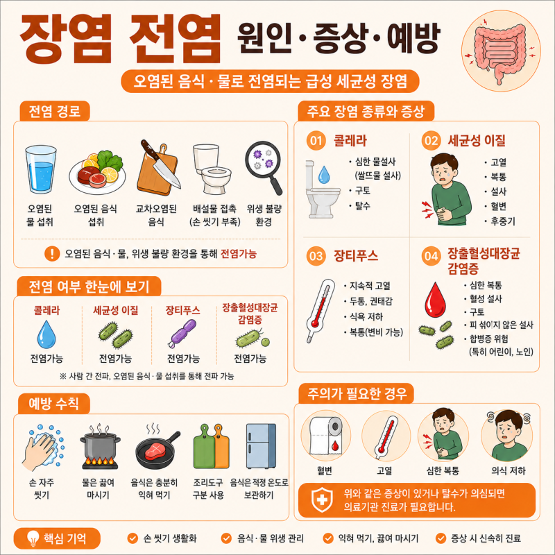 장염 전염 어떻게 될까? 원인균별 감염 경로와 증상 정리