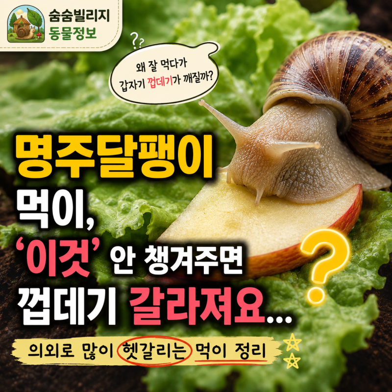 명주달팽이 먹이, '이것' 안 챙겨주면 껍데기 갈라져요… 의외로 많이 헷갈리는 먹이 정리