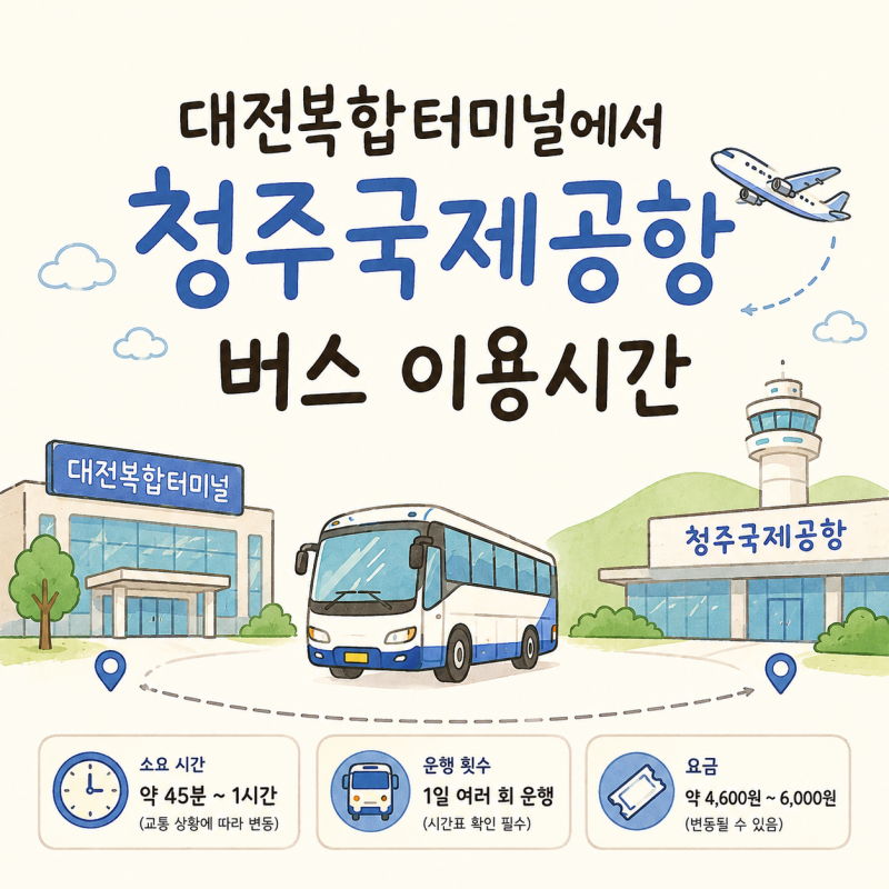 대전↔청주공항 버스 이용 방법｜대전복합·유성 시간표·요금 조회와 공항 승차장