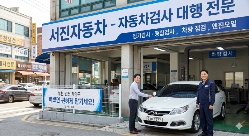 [부천·인천 계양구] 자동차검사 대행, 바쁘면 서진자동차에서 편하게 맡기세요!