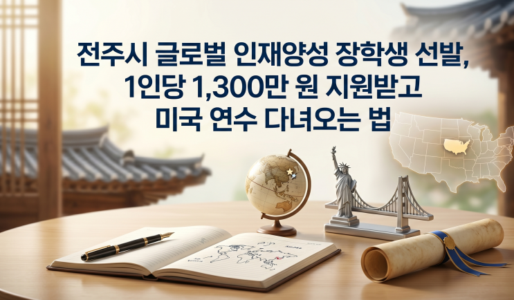  전주시 글로벌 인재양성 장학생 선발. 1,300만 원 지원받고 미국연수 다녀오는법