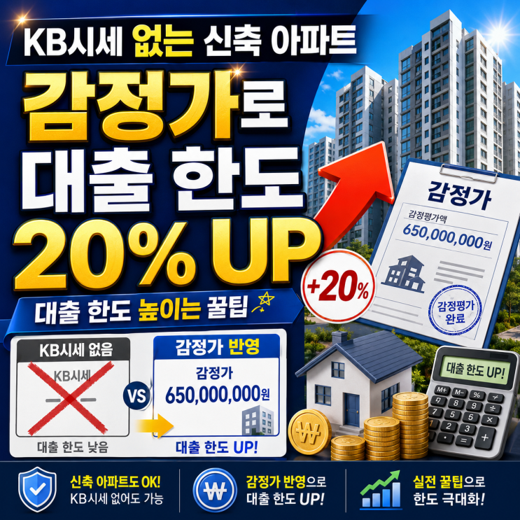  2029년 입주 전 필독! KB시세 없는 신축 아파트 감정가로 대출 한도 20% 높이는 꿀팁