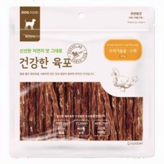  굿데이 강아지 건강한 육포 오리가슴살 스틱 300g - 씹는 맛 좋은 수제간식
