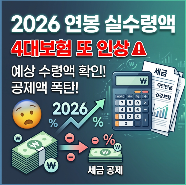  2026 연봉 실수령액 정리, 4대보험 또 올라서 통장 텅텅비는 이유