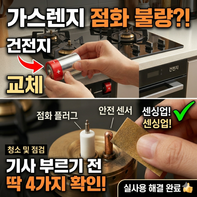 가스레인지 불이 안 켜져요? 기사님 부르기 전 딱 4가지만 확인하세요! (비용 0원 셀프 해결법....