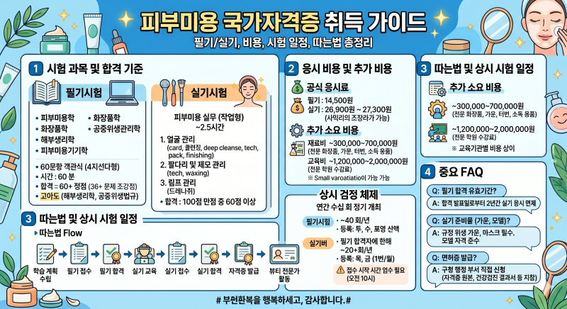 피부미용 국가자격증 필기 실기 비용 따는법 시험 일정 과목