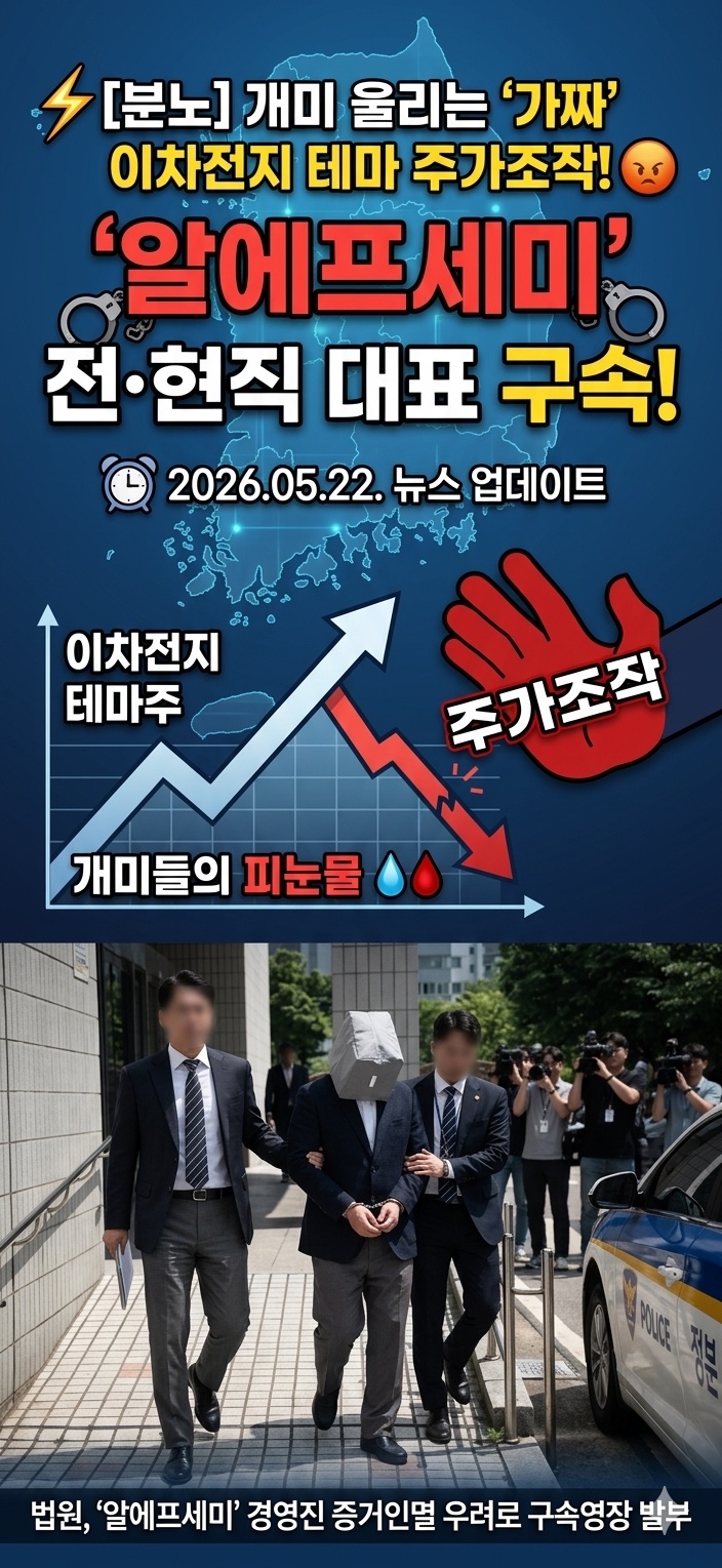 '이차전지 한다더니 결국 주가조작...' <b>알에프세미</b> 전·현직 대표... 