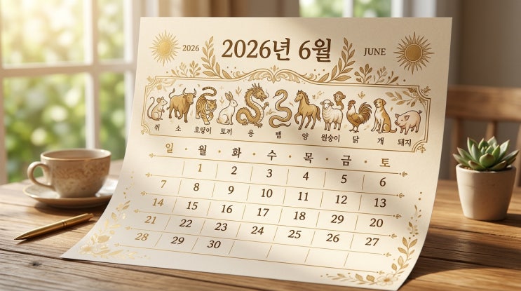  2026년 6월 무오월 띠별 운세 12가지, 쥐띠부터 돼지띠까지 재물 직장 연애 흐름 총정리