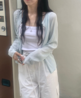  릴리 여름 골지 라운드 긴팔 가디건 - 시원한 여리핏 살안타템
