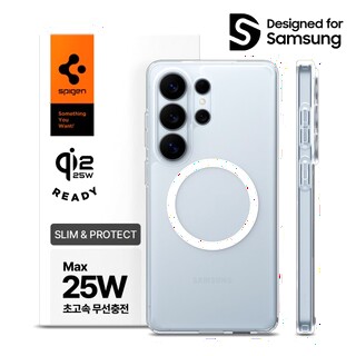  슈피겐 에어스킨하이브리드맥핏 클리어화이트 - Qi2 25W 인증 갤럭시 맥세이프 케이스