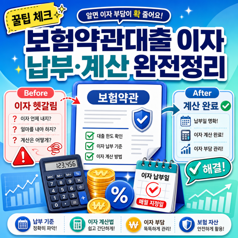 신한라이프 보험약관대출 이자 납부 기준과 계산법 알아보기