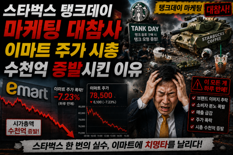  스타벅스 탱크데이 마케팅 대참사, 이마트 주가 시총 수천억 증발시킨 이유 (스타벅스)