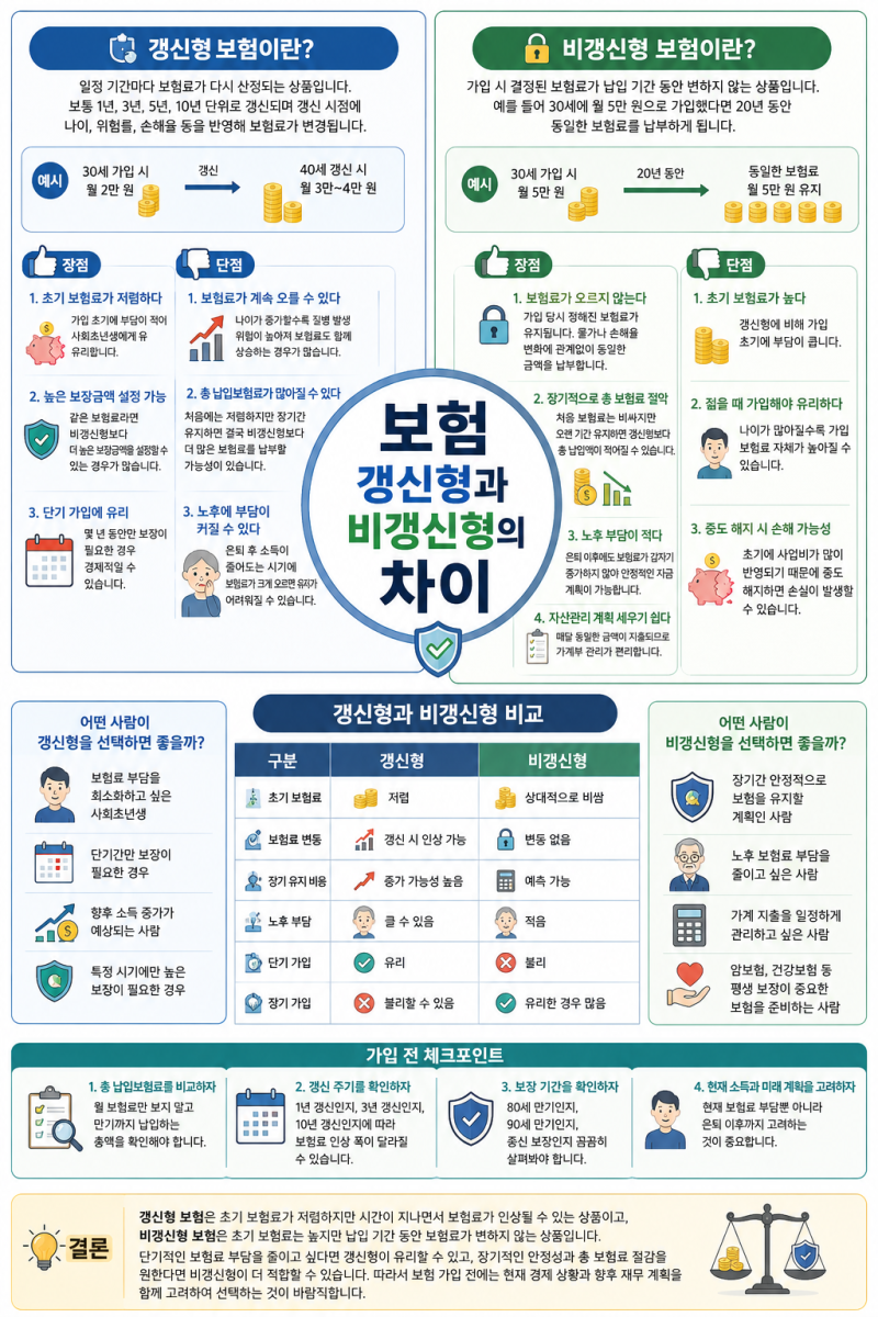 보험 갱신형과 비갱신형 차이와 장단