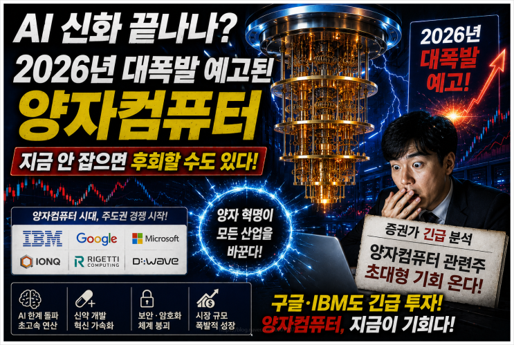  AI 신화 끝나나? 2026년 대폭발 예고된 양자컴퓨터, 지금 안 잡으면 후회할 수도 있다(증권가)