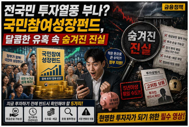  전국민 투자열풍 부나? 국민참여성장펀드, 달콤한 유혹 속 숨겨진 진실 (금융정책)