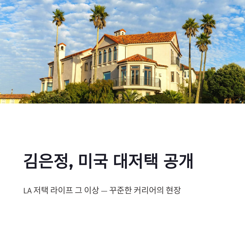 김은정 미국 대저택 공개, 임광욱과 LA 라이프 근황 정리